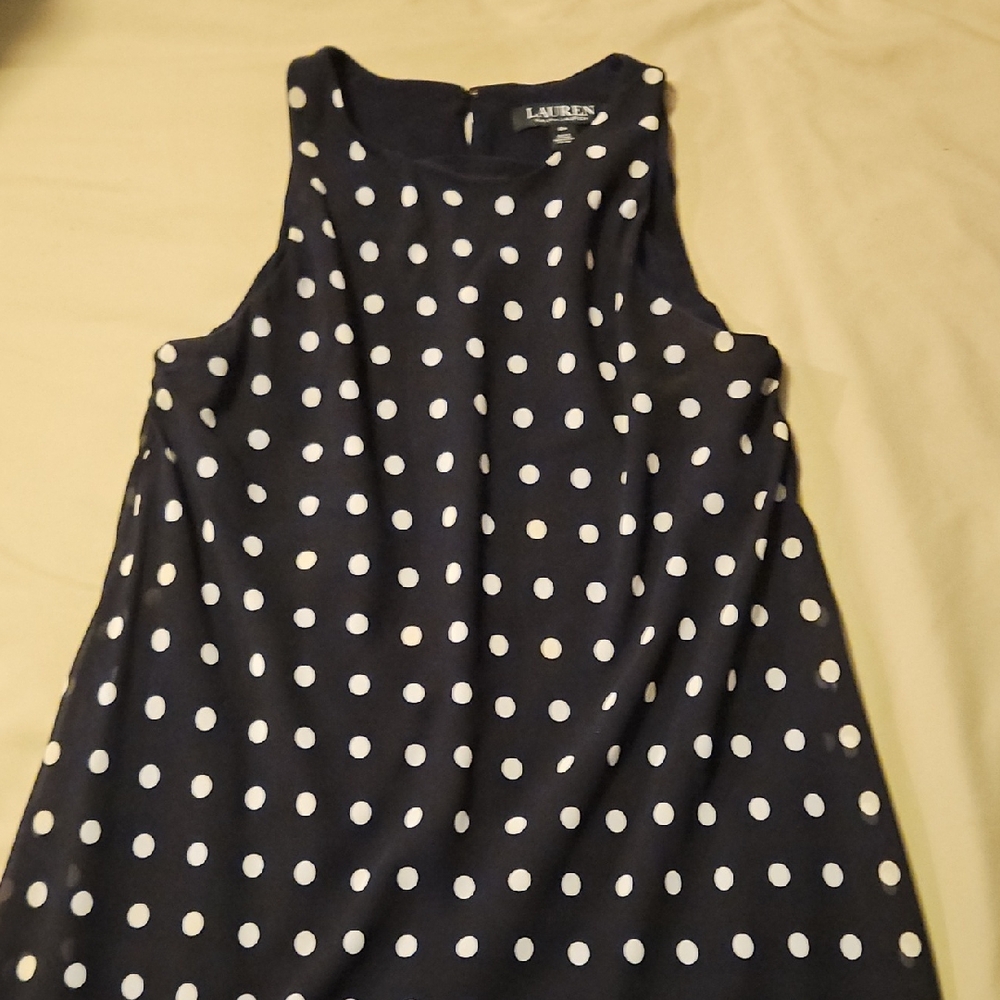Ralph Lauren Navy Polka Dot Dress